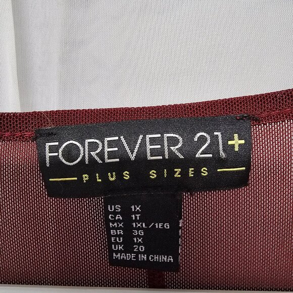 Burgundy Mesh Lace Blouse Sheer Goth Boho Whimsigoth Fairy Peplum 1X - Picture 8 of 10